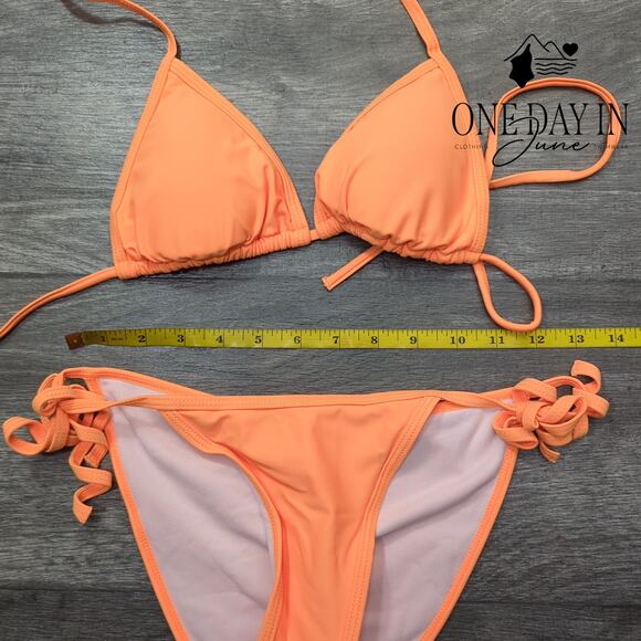 Adisputent Triangle Ruched Bikini Swimsuit Size S - Picture 2 of 4